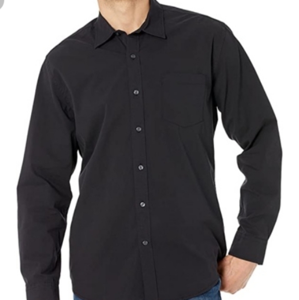 Men's Long-Sleeve Regular-Fit Casual Poplin Shirt 32..33